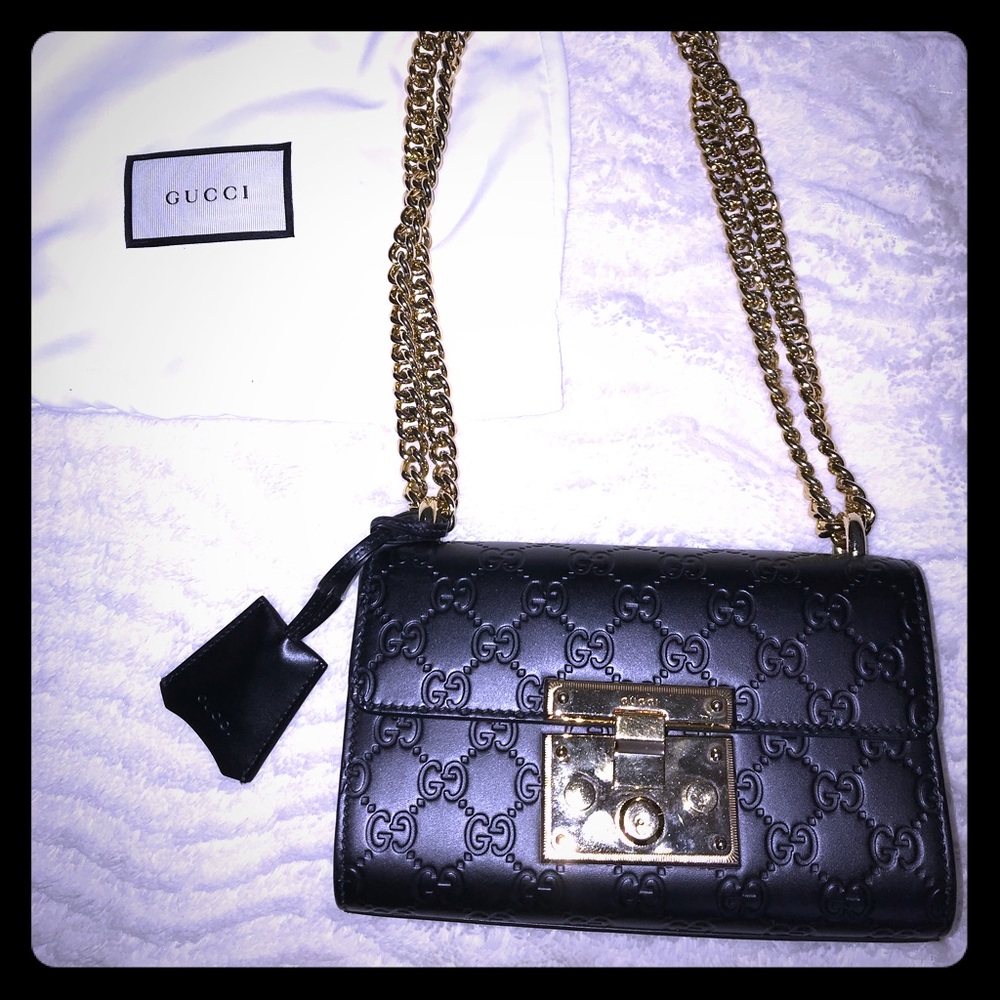 GUCCI Small Padlock Leather Shoulder Bag